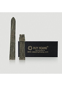 Dây đồng hồ Huy Hoàng da đà điểu size 12, 14 màu xanh rêu HC8429