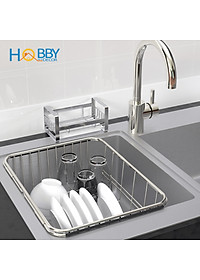 Kệ để đồ rửa bát có khay nhựa dán tường inox 304 Hobby Home Decor KRC1