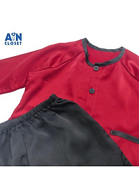 Bộ quần áo bà ba dài unisex Đỏ lụa ngọc trai quần đen - AICDBG8DS37L - AIN Closet