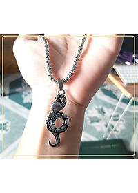 Dây chuyền nam, mặt hợp kim không gỉ si mạ, dây titan cao cấp rộng 3-4mm, dài 50cm