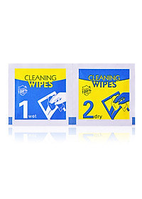 Combo 100 Bộ Giấy lau vệ sinh màn hình điện thoại, giấy lau bụi dán kính cường lực, 1 bộ 2 miếng khô và ướt - Hàng Chính Hãng