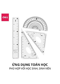 Bộ Thước Kẻ Eke Đa Năng 4 Món Đóng Túi Bộ Dụng Cụ Học Tập Cho Bé - EH657