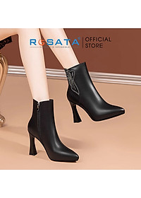 Boots thời trang nữ cao gót, da lì đính hạt, mũi nhọn ROSATA RO606 - 10p - HÀNG VIỆT NAM - BKSTORE