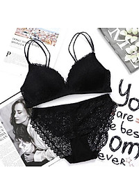  Bộ ĐồLót Ren Nữ Không Gọng Nâng Ngực Đệm Mỏng Azuno DL01  Phong Cách Sexy Dây Đôi Không Giãn Không Quăn Sau Khi Dùng Lâu