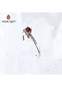 Nhẫn bạc nữ đá Garnet mệnh hỏa, thổ - Ngọc Quý Gemstones