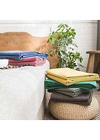 Bộ Ga Gối Cotton Đũi Tici LIDACO Cao Cấp - Xanh Biển