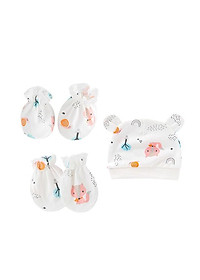 Set mũ, bao tay, bao chân cao cấp cho bé sơ sinh từ 0 - 6 tháng tuổi
