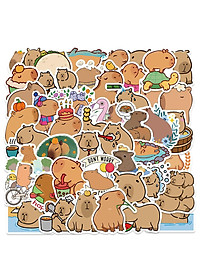 Sticker capybara chuột lang nước hoạt hình cute dán mũ bảo hiểm, guitar, ukulele, điện thoại, sổ tay, laptop-mẫu S66
