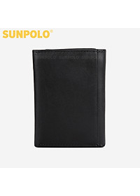 Ví Nam Đứng Gấp 3 Da Bò Cao Cấp SUNPOLO WSTF51 (Đen, Nâu Đỏ, Xanh)