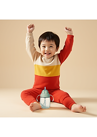 Bình tập uống nước có ống hút bi trọng lực chống tràn, chống sặc Tommee Tippee Trainer Straw, 240ml, cho bé từ 6 tháng– Xanh