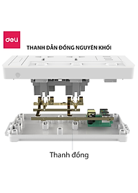 Ổ Cắm Điện Đa Năng Kèm Cổng USB Có Công Tắc Tải 2500W Nắp Chống Giật Chống Cháy Chất Lượng Cao Deli - Dây 2M/3M/5M - ET401 411