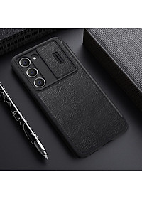 Bao Da Bò Thật Dành Cho Samsung Galaxy S23 Ultra, S23, S23 Plus Chính Hãng Nillkin Qin Cao Cấp Chống sốc, có ngăn cài thẻ - Hàng Chính hãng