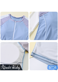 Đồ bơi size lớn cho bé gái, mẫu liền thân tay dài chống nắng, áo tắm big size dáng váy có khóa kéo trẻ em nữ, chất thun bơi lạnh cao cấp | BT38