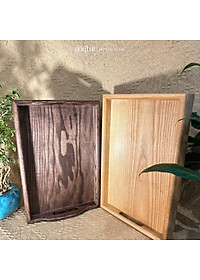 Khay gỗ đa năng nguyên khối cao cấp có tay cầm dày 4cm dùng để bưng bê, decor - ONGTRE