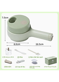 Máy xay mini cầm tay 3 trong 1 (máy xay nghiền tỏi ớt, rau củ, sinh tố;, máy nạo gọt hoa quả; máy cắt sợi, thái lát đồ ăn) dễ dàng vệ sinh