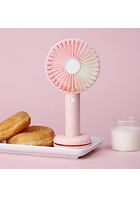 Quạt Điện Mini Cầm Tay Tích Điện Damas T9 - Thiết kế với 3 chế độ gió, đèn Led 7 màu siêu đẹp mắt, kiểu dáng nhỏ gọn tiện lợi, có thể cầm tay, để bàn tiện dụng - Hàng Chính Hãng