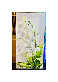 (ẢNH THẬT) Tranh treo tường hoa linh lan trắng bo viền vàng kèm đinh treo