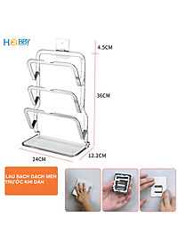 Kệ để nắp vung nồi 3 tầng inox 304 dán tường Hobby home decor TT03