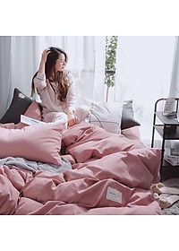 Bộ Chăn Ga Gối Cotton Tici Đơn Sắc LIDACO - Hồng Phấn
