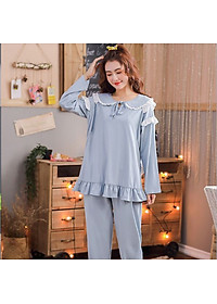 Bộ Đồ Bầu Và Sau Sinh Dài Tay Azuno AZ30 Mặc Nhà Thu Đông Chất Cotton Mềm Mại Có Thiết Kế Cho Con Bú