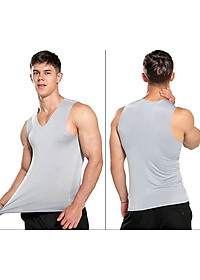 Áo lót nam áo ba lỗ body sát nách cổ chữ V vải lụa lạnh mát không đường may cao cấp