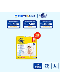 Tã quần UniDry Siêu khô thoáng gói Jumbo mới size L