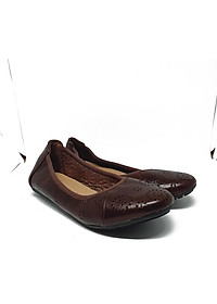 Giày nữ hoa văn Huy Hoàng da bò màu nâu đất HT7952