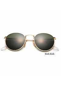 Kính râm Round Metal Unisex Mắt Tròn Thủy Tinh Gọng Kim Loại Thời Trang Retro