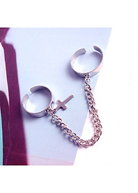 Nhẫn nam nữ hình chữ thập phong cách hip hop thời trang Hàn Quốc