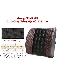 Đệm Tựa Lưng Massage bọc da trên xe oto- Màu Đen Chỉ Đỏ