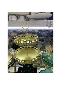 Kệ đựng hoa quả, bánh kẹo, mỹ phẩm hợp kim mạ vàng cao cấp 2022 | KỆ 2 ĐĨA HỢP KIM MẠ VÀNG CAO CẤP