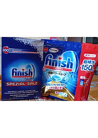 Viên rửa bát Finish 150 viên + Muối rửa bát Finish 1,2kg dành cho máy rửa bát