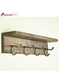 Móc gỗ treo quần áo gắn tường nhiều kích thước màu nâu rustic, kệ treo đồ trang trí Anzzar, decor phòng ngủ,móc treo quần áo, phụ kiện, giá gỗ treo quần áo