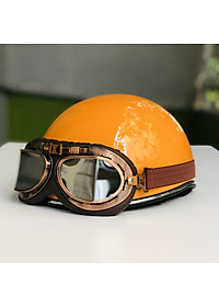 Mũ bảo hiểm xe máy 1/2 RONA haly viền bạc kèm kính phi công viền đồng cao cấp chính hãng