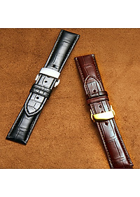 Dây Đồng Hồ Da Cá Sấu Đen Size 14/16/18/20/22/24/26mm - Dây Đeo Da Cá Sấu Thật 100% - Bảo Hành 12 Tháng