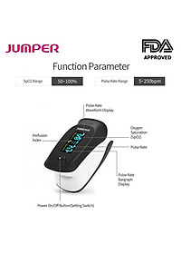 Máy Đo Nồng Độ Oxy Trong Máu Và Nhịp Tim Jumper JPD-500D | Màn Hình Màu OLED - Chức Năng Đo Chỉ Số Tưới Máu PI