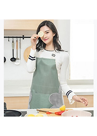Tạp Dề Chống Thấm Nước, Dầu Mỡ Phong Cách Hàn Quốc Dễ Thương Kèm Khăn Lau Tay Chống Thấm Nước