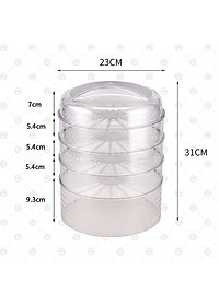 (Loại Tốt) Lồng Bàn Thông Minh 5 Tầng Hàng Chính Hãng KhoNCC - Nhựa PP An Toàn Cho Nhà Bếp - NLM-LBTM5T (Trong Suốt)