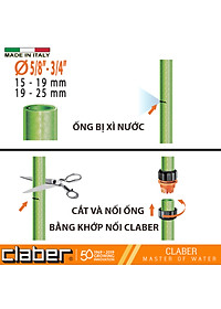 Khớp nối ống nước nhựa đa năng Claber 8620, sản xuất tại Ý, nối ống phi 15-19mm, nhựa ABS