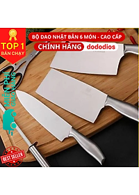 Bộ Dao Nhà Bếp Cao Cấp - Bộ Dao Kéo 6 Món Nhật Bản Cao Cấp chóng han gỉ, tặng kèm khay để giao kéo - Hàng chính hãng dododios - Logo trên thân bộ dao là hình và kí tự ngẫu nhiên