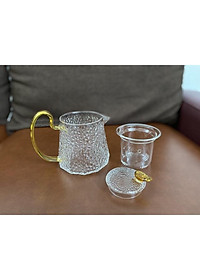 Ấm Pha Trà Thủy Tinh Có Lõi Lọc Quai Vàng Cao Cấp 500ml