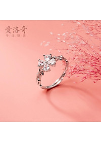 Nhẫn Nữ Bạc 925 Cỏ 4 Lá Đính Đá Xinh Xắn Bạc Hiểu Minh NU497