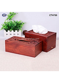 Hộp Giấy Ăn Bằng Gỗ Hương (Cỡ lớn - đủ mẫu) Đục Khắc Hoa Văn Tinh Xảo/Độc Đáo