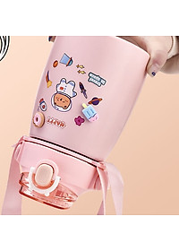 Bình Nước Giữ Nhiệt Cute 800ml Chất Liệu Inox 304 Giữ Nhiệt Không Gỉ Nóng Lạnh 24 Giờ Kèm Ống Hút Và Sticker - Hàng Loại 1 - Chính Hãng MINIIN