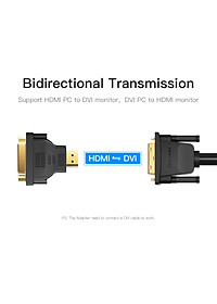 Đầu chuyển đổi HDMI to DVI Vention (và ngược lại) ECCB0 - Hàng Chính Hãng