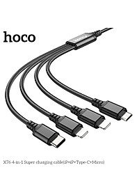 Cáp Sạc Dành Cho Hoco. X76 Super 4 Trong 1 2.0A Cổng IP * 2 + TypeC + Micro Dây Dài 1m Hàng Chính Hãng
