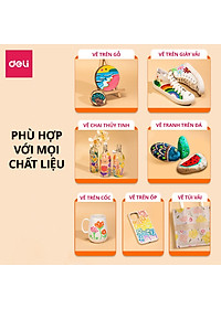 [MỚI] Bút Sơn Acrylic Marker Deli THÊM 80% MỰC - 12/24/36/48/64 Màu Tô Trên Mọi Chất Liệu DIY Vẽ Giày Vải Chai Lọ Nhựa