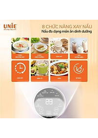 Máy làm sữa hạt Unie UMB10,Lưỡi dao 8 cánh inox 304 cao cấp,Dung tích 1L,công suất 800W,8 chức năng xay nấu- hàng chính hãng