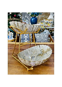 Khay đựng bánh kẹo hoa quả bằng sứ xương cao cấp vân đá sang trọng