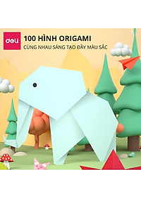 Giấy thủ công 100 tờ học sinh nhiều kích cỡ Deli - Có khổ A4 , giấy gấp origami , giấy gấp hạc hoa động vật - 83631 / 83632 / 83633 / 83634